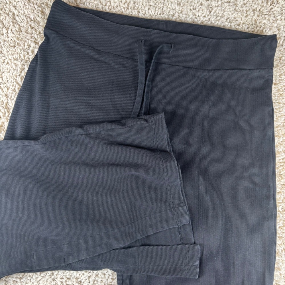 Adidas Love Unites Ribbed Flare Leg Pants Womens XL Black Drawstring IJ8454